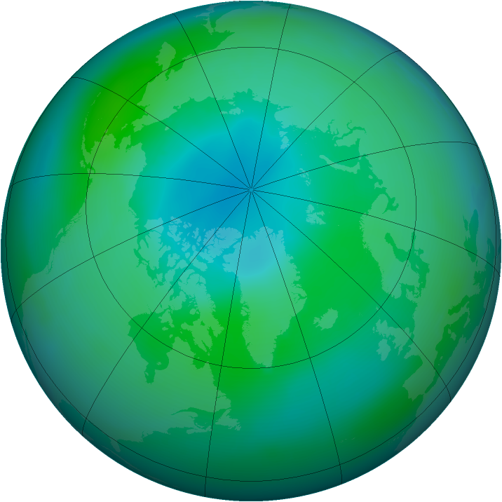 Arctic ozone map for September 2007
